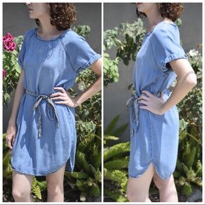 Denim T-Shirt Dress with Removable Belt